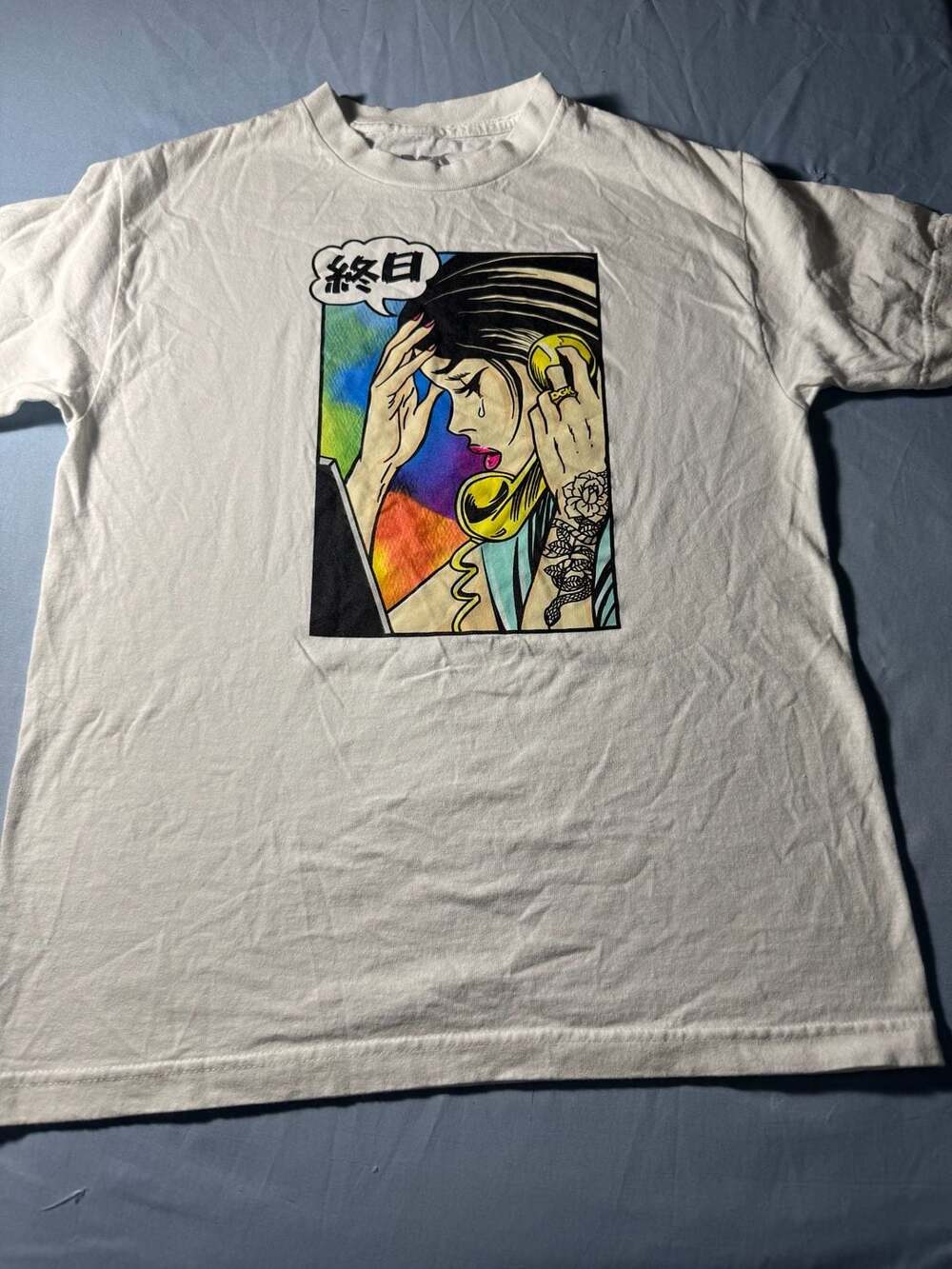 DGK Graphic T-Shirt White Anime Crying Woman Print